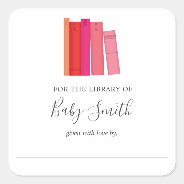 Babydusche Pink Girl Buchzeichen Sticker (Vorderseite)