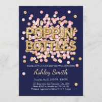 Babydusche Poppin Flaschen Confetti Navy Rosa
