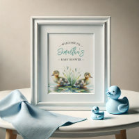 Babydusche Posters Duck Begrüßungszeichen Blau
