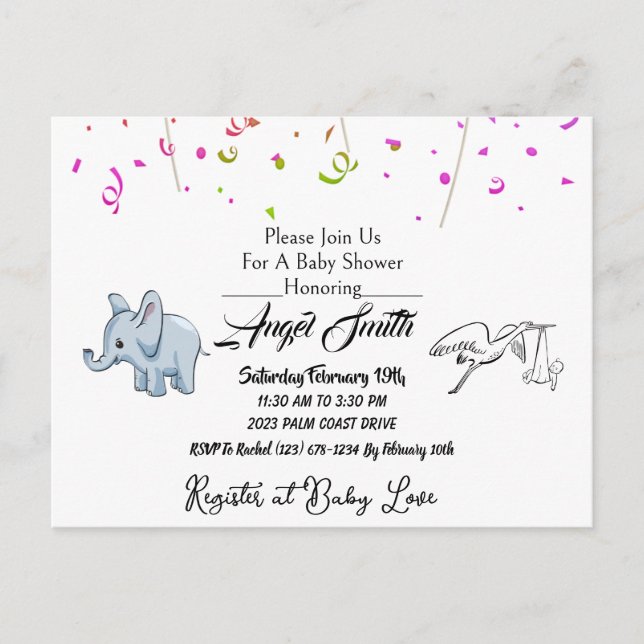 Babydusche Postkarte (Vorderseite)