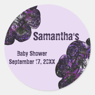 Babydusche Purple Flowers Floral Baby Girl Runder Aufkleber