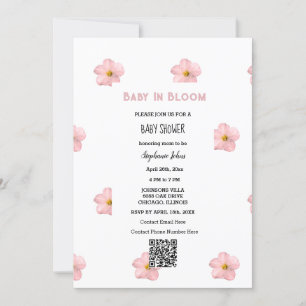 Babydusche QR Code Rosa Niedliches Baby im Blut Einladung