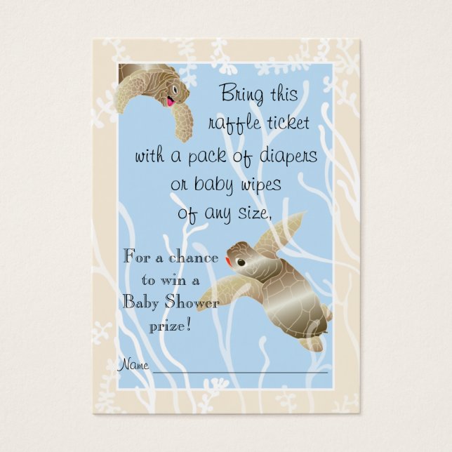 Babydusche Raffle Ticket/Creme/Blue Turtle (Vorderseite)
