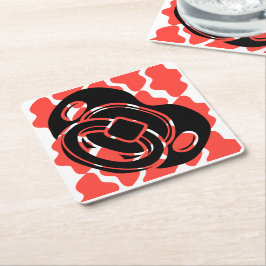 Babydusche Red & White Schnuller Rechteckiger Pappuntersetzer