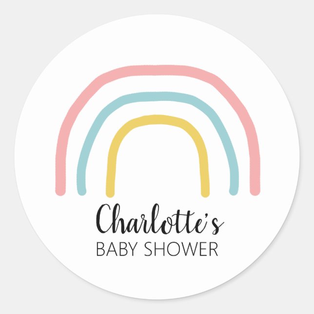 Babydusche Regenbogen Pink Pastellfarben Aufkleber (Vorderseite)