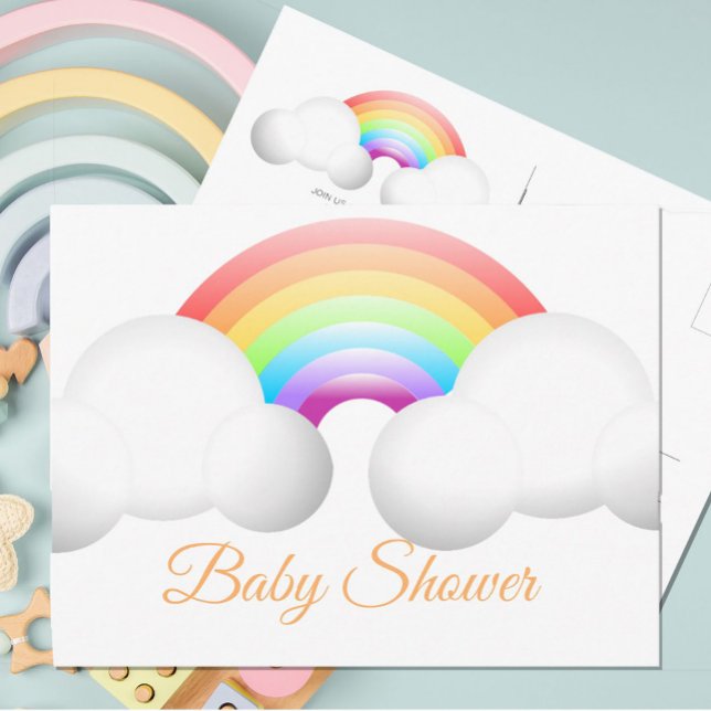 Babydusche Regenbogenwolken farbenfroh Postkarte (Von Creator hochgeladen)
