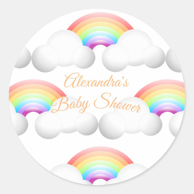 Babydusche Regenbogenwolken farbenfroh Runder Aufkleber (Vorderseite)