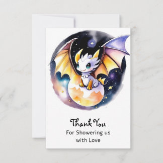 Babydusche: Roaring Dragon Theme Dankeskarte