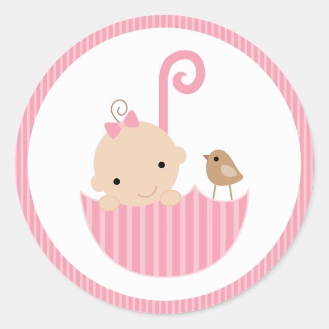 {Babydusche} rosa Babyduschklemme Runder Aufkleber (Vorderseite)