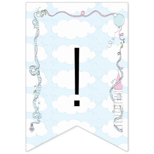 Babydusche Rosa/Blau/Schloss, Frack-Banner Wimpelkette
