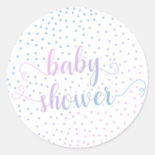 Babydusche rosa blaue Konfetti, geschlechtsneutral Runder Aufkleber