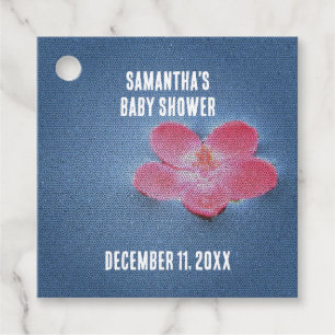 Babydusche Rosa Blume Blau Wasser Blüte Geschenkanhänger