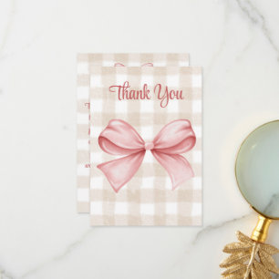Babydusche Rosa Bow Themed Custom Dankeskarte