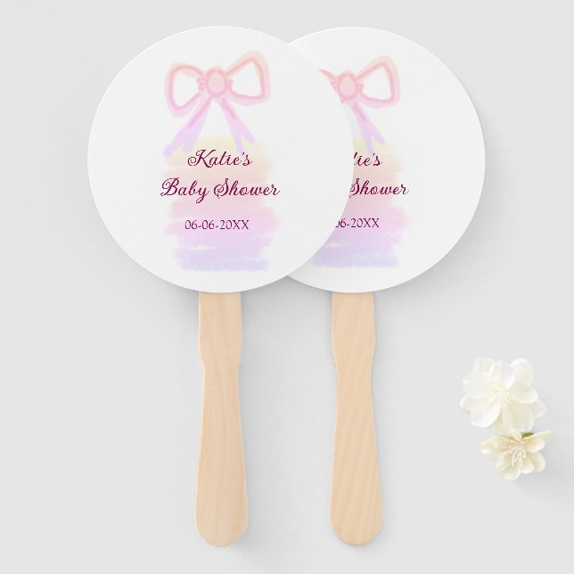 Babydusche Rosa Bugwasserfarbe elegant modern Fächer (Vorne und Hinten)