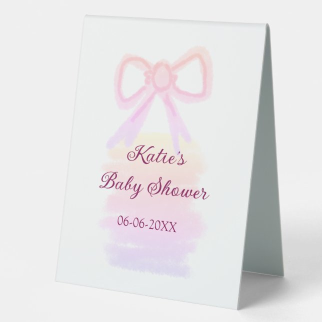 Babydusche Rosa Bugwasserfarbe elegant modern Tischaufsteller (Vorderseite)