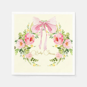 Babydusche Rosa Gelbe Wappen Regency Bow Serviette