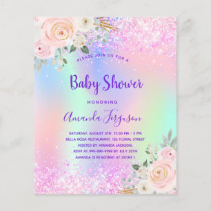 Babydusche rosa lila Blumeneinladung