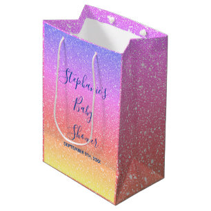 Babydusche Rosa Lila Glitzer Custom Niedlich 2021 Mittlere Geschenktüte