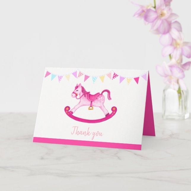 Babydusche Rosa Rosa Rosenpferd Aquarellkunst Karte (Orchidee)