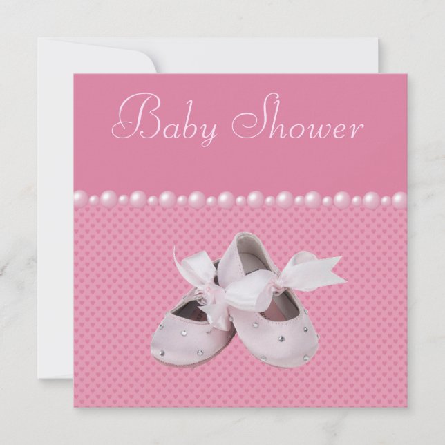 Babydusche Rosa Schuhe, Kleidung & Jewel Schnuller Einladung (Vorderseite)