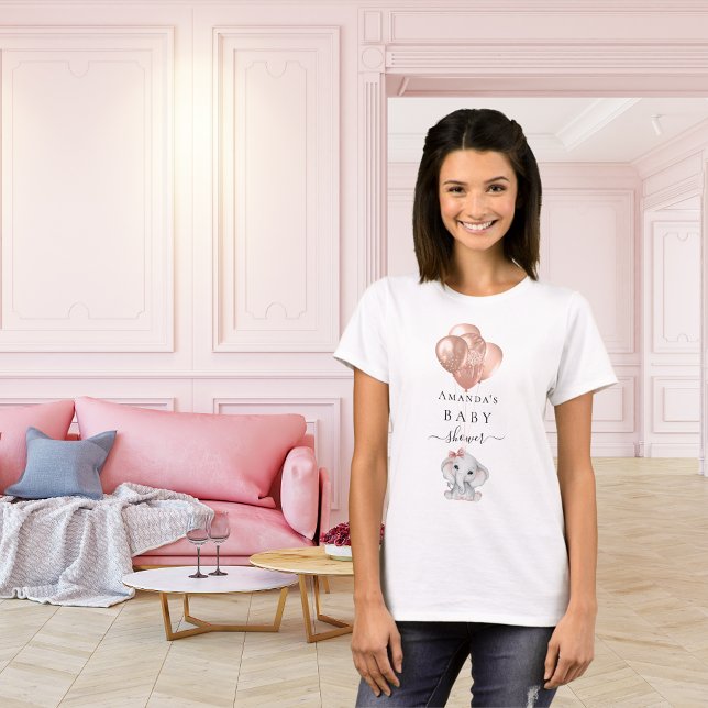 Babydusche Rose Goldballons Elefantenmädchen T-Shirt (Von Creator hochgeladen)