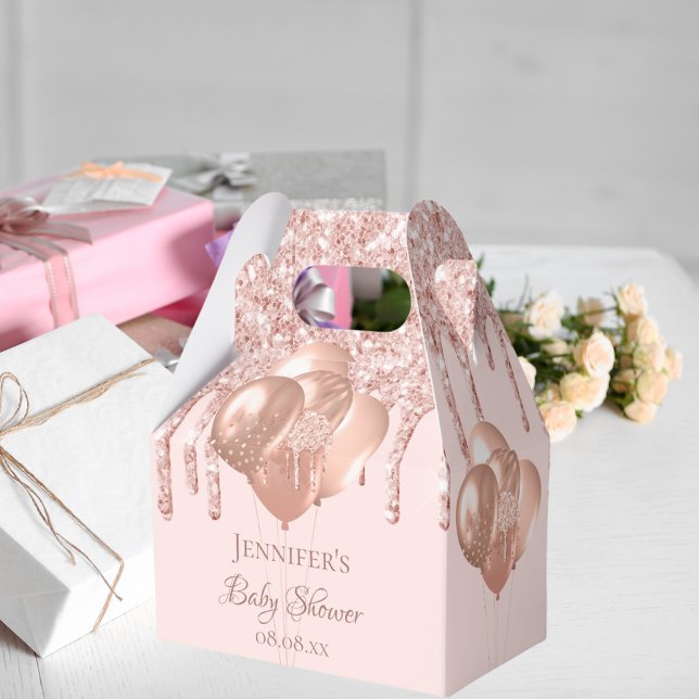 Babydusche Rose Goldblüten Glitzer Ballons Geschenkschachtel (Von Creator hochgeladen)