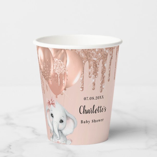 Babydusche Rose Goldmelone Pappbecher (Vorderseite)