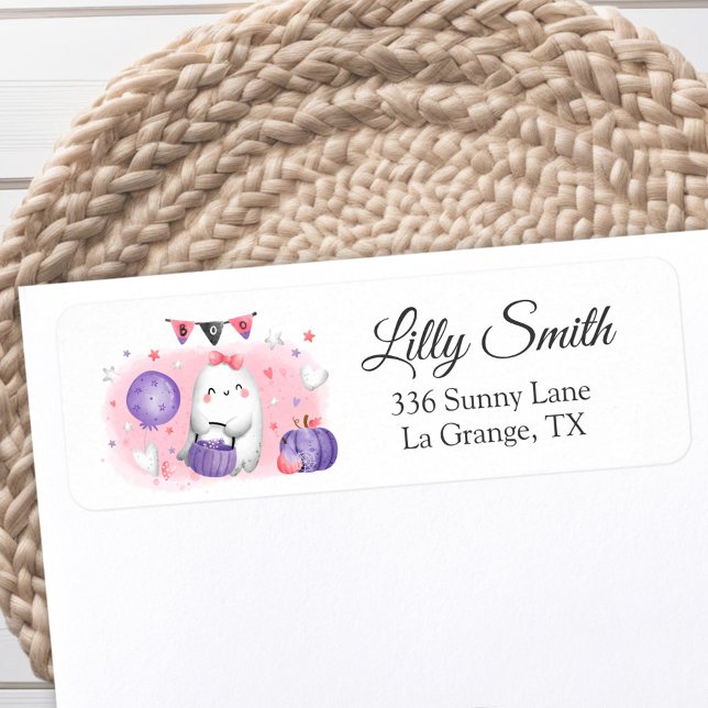 Babydusche Rücksendeadresse Etikett Little Boo Gir (Baby Shower Return Address Label Little Boo Girl)