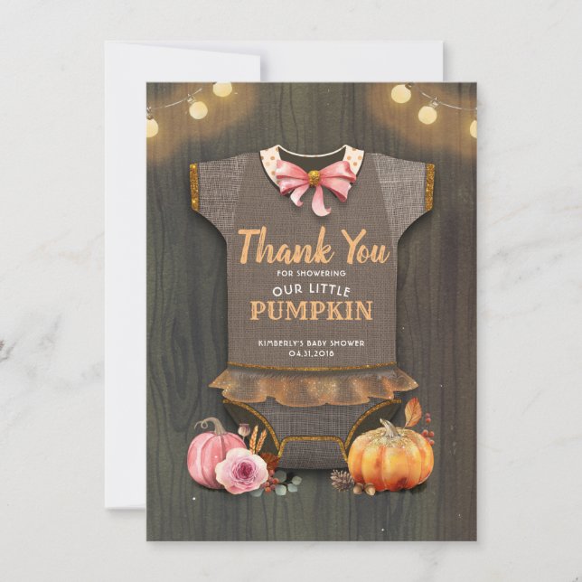 Babydusche Rustic Fall Pumpkins Niedlich Danke (Vorderseite)