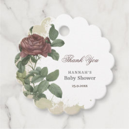Babydusche Rustikale Flora Moderne Burgundy Gold F Geschenkanhänger