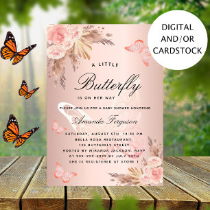 Babydusche Schmetterling Pink Girl Pampelgras Einladung