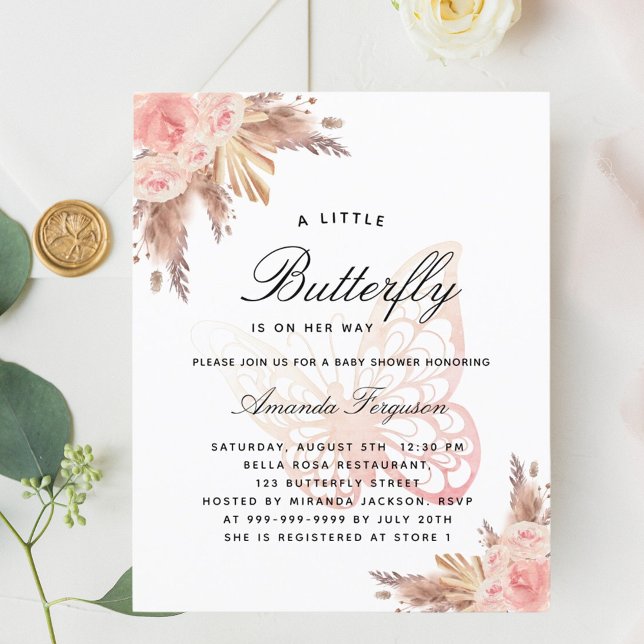 Babydusche Schmetterling Rosa Mädchen Pampe Einlad (Von Creator hochgeladen)