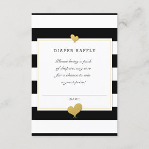 Babydusche Schwarz-weiß Stripe Diaper Raffle Begleitkarte
