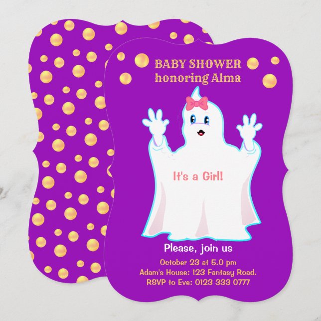 Babydusche Sehr schöne Geistereinladung Einladung (Vorne/Hinten)