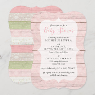 Babydusche Shabby Pink & Sage Green Rustikales Hol Einladung
