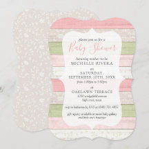 Babydusche Shabby Pink & Sage Green Rustikales Hol