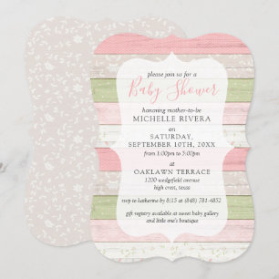 Babydusche Shabby Pink & Sage Green Rustikales Hol Einladung