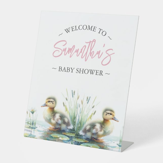 Babydusche signiert Niedliche Ducklings Sockelschild (Vorderseite)