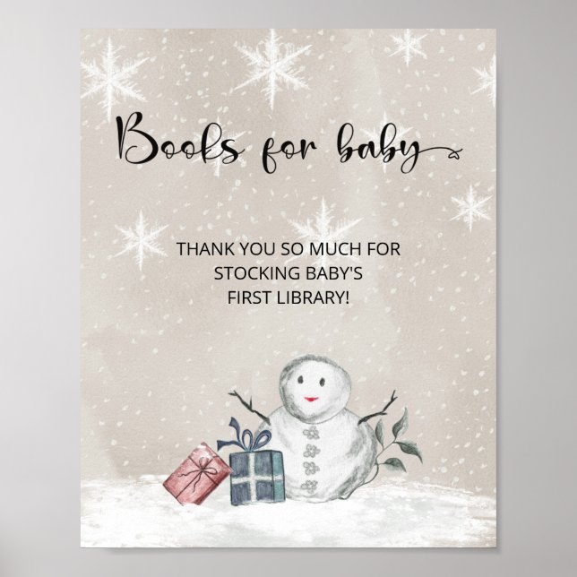 Babydusche Snowman Bücher für das Baby Poster (Vorne)