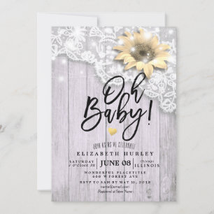 Babydusche Sonnenblume Stall Holz String Lights Einladung