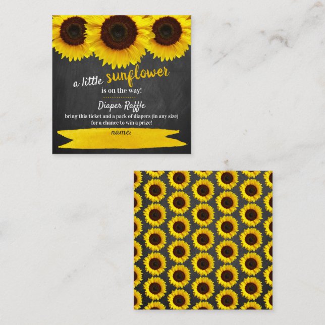 Babydusche Sonnenblume Windelwanne Umschließkarte Begleitkarte (Vorne/Hinten)