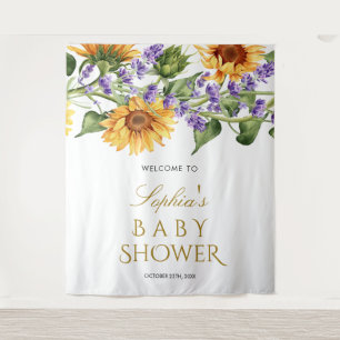 Babydusche - Sonnenblumen und Lavendel Wandteppich