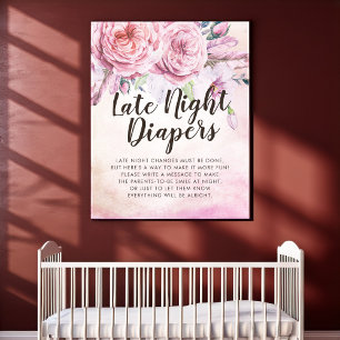 Babydusche Spätabentaucher Boho Blume Feather Poster