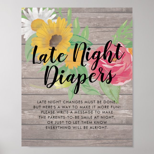 Babydusche Späte Nachttaucher Blume Rustikales Hol Poster (Vorne)