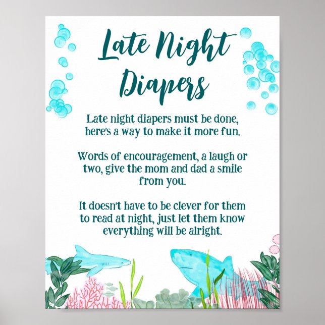 Babydusche Spätnachtsabwürfel-Zeichen Poster (Vorne)