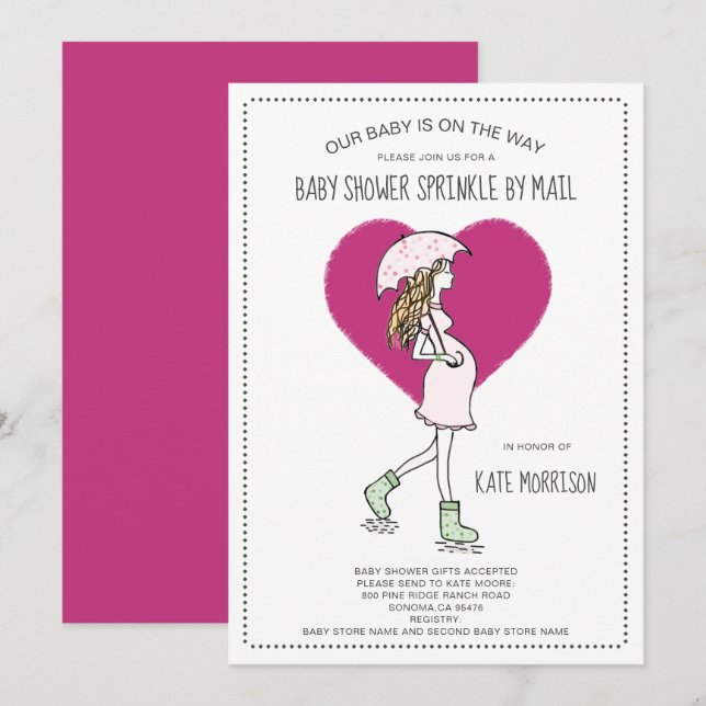 Babydusche Sprinkle Einladung (Vorne/Hinten)