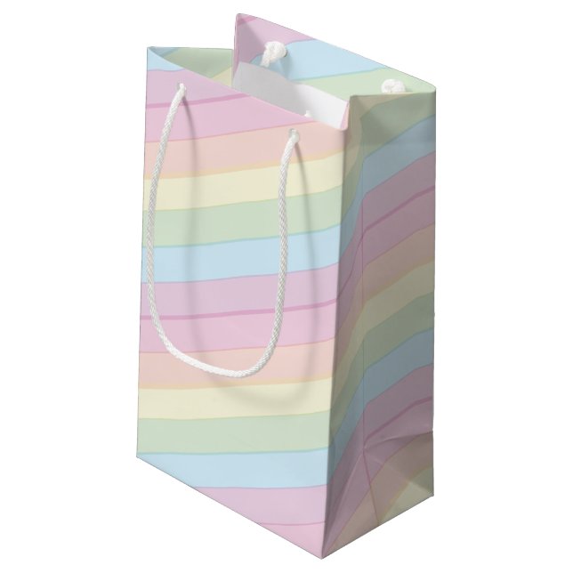 Babydusche Sprinkle Rainbow Raindrop Cloud Kleine Geschenktüte (Rückseite Schrägansicht)