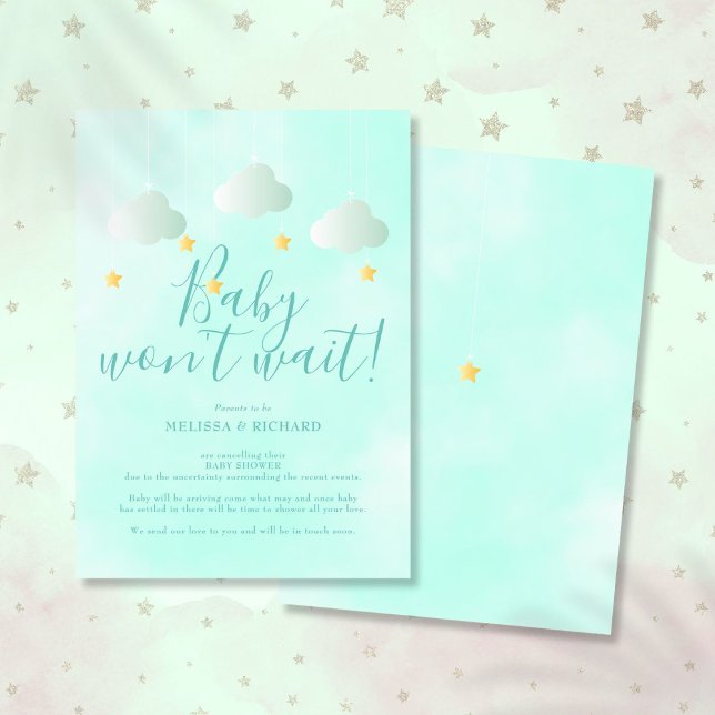 Babydusche Stornierungsdusche per Mail neutral Einladung (Baby Shower Cancellation Shower by Mail Neutral Invitation)