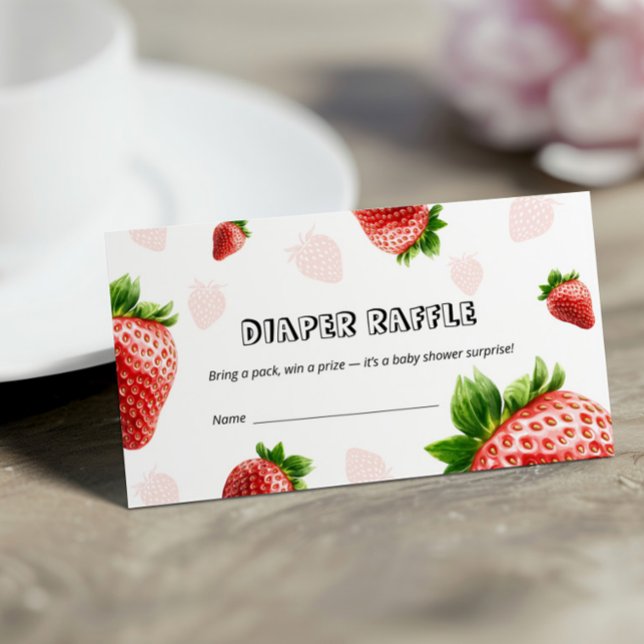 Babydusche Strawberry Diaper Raffekarte Visitenkarte (Von Creator hochgeladen)