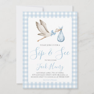 Babydusche Süd Sip & See Blue Stork Einladung
